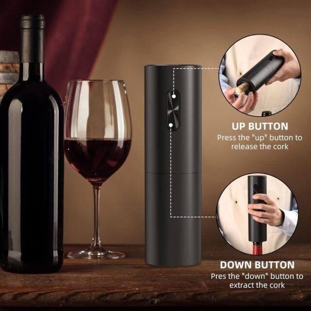 Electric Wine Bottle Opener Automatic Electronic Corkscrew, Battery Operated (Set)