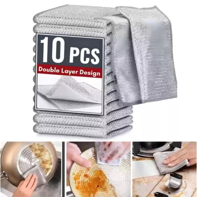 10psc Silver Rag Double Sided Cleaning Pads