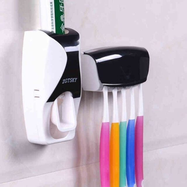 Toothpaste Dispenser & Toothbrush Holder