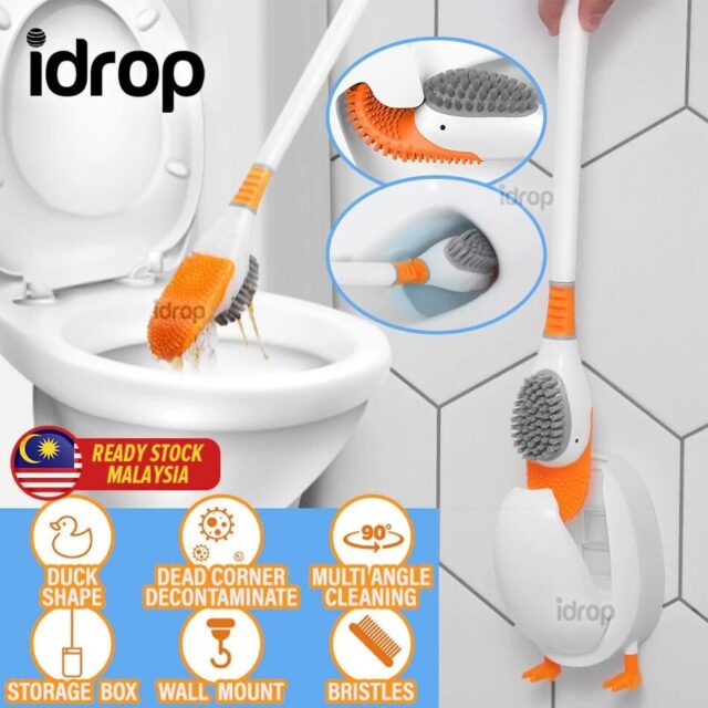 Silicone Toilet Cleaner, Diving Duck Toilet Brush, Wall Mounted Cleaning Toilet Brush, Flexible Toilet Bowl Brush Head Bathroom Novelty Toilet Brush Holder