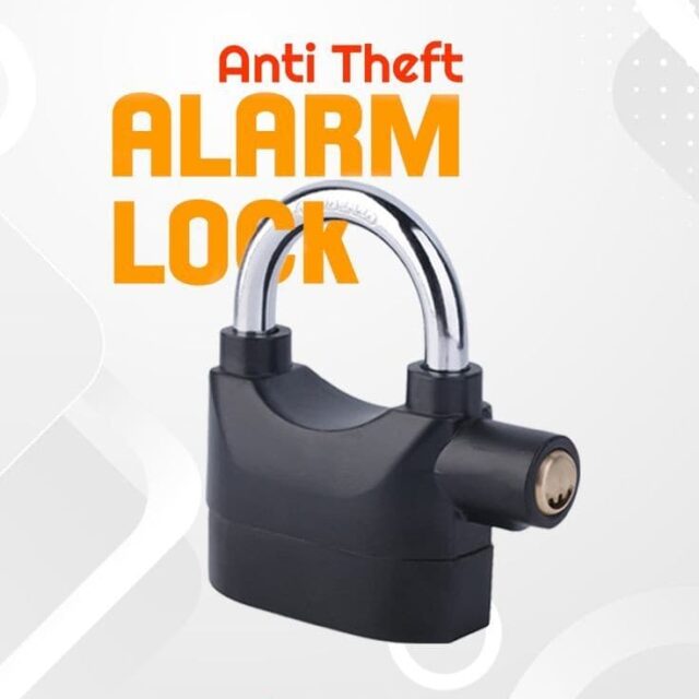 Stainless Steel Silver Padlock With 3 Alarm Keys