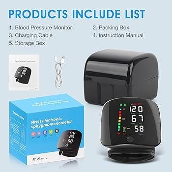 Rechargeable Wrist Blood Pressure Monitor Digital Heart Rate Monitor