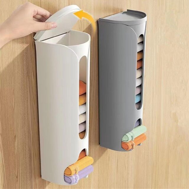 2 PCs Wall Mounted Underwear Storage Box, Wall Mounted Socks Panties Storage Box, Underwear Storage Organizer Dispenser, Punch Free Multi functional Storage Box (Grey)