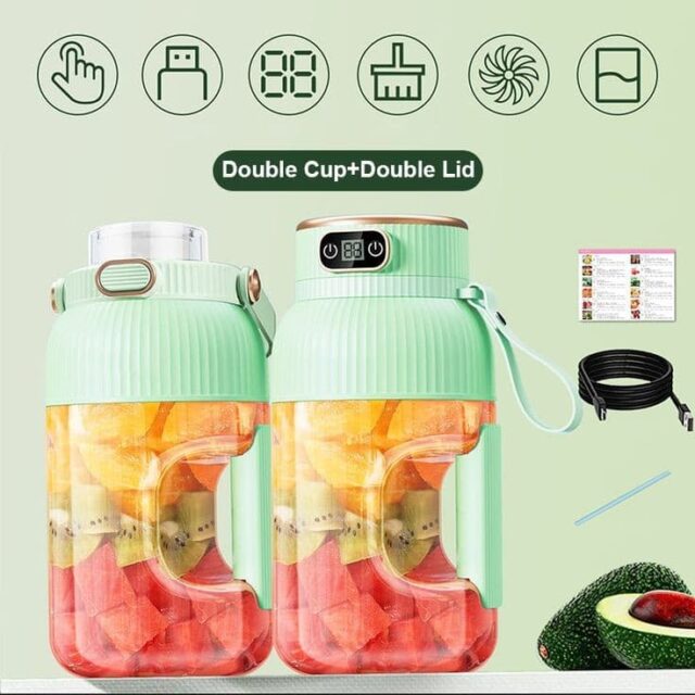 Multifunctional Rechargeable Cordless Portable Blender | Juicer – 1600ml USB-Powered