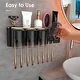 4 Cups Toothbrush Holder Wall Mounted Bathroom Decor - black - 4.7*5.3*10.23inch