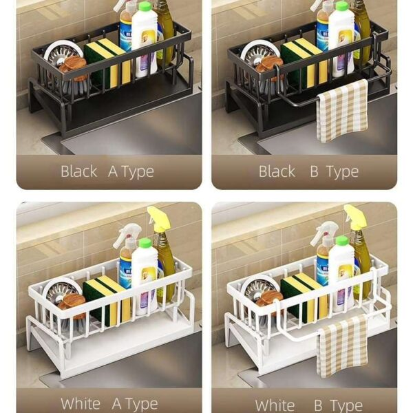 Sink Caddy with Water Draining Tray/Multifunctional Sink Sponge Detergent storage Rack