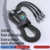 High Quality 100W 3 in 1 Power Data Cable USB Cable for Mobile Phone Fast Charging Cable
