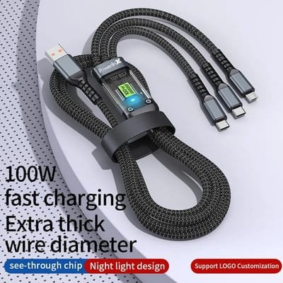High Quality 100W 3 in 1 Power Data Cable USB Cable for Mobile Phone Fast Charging Cable