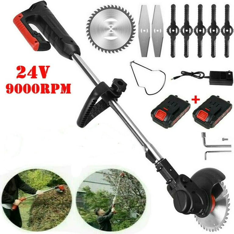Rechargeable Lawn Mower & Bush Cutter – 9-Blade Cordless Grass Trimmer with 2 Batteries