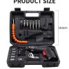 47 pieces Wireless Electric Screwdriver and drill With Circulating Battery Drive + LED light + Drill Carrying Case - BlackD