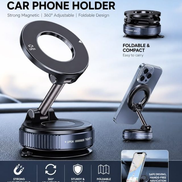 Magnetic Suction Phone Holder – Strong Hold, Flexible Viewing & Hands-Free Convenience