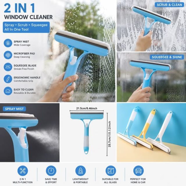 2-in-1 Spray Window Cleaner – Spray, Wipe & Shine with Ease