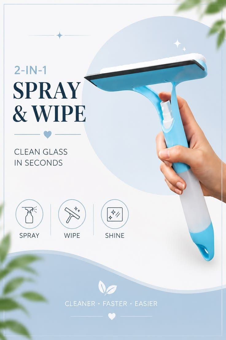 2-in-1 Spray Window Cleaner – Spray, Wipe & Shine with Ease